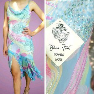 NWT Vintage DIANE FREIS $360 FLAPPER Silk Dress